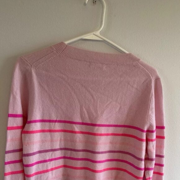 J Crew 100% Cashmere Sweater Light Pink Ombre Stripes - Picture 4 of 8